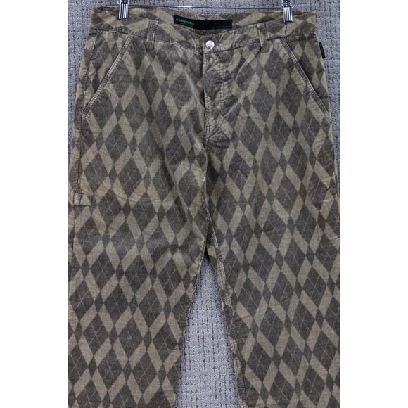 Alberto Golf Pants Mens Size 52 Brown Pro Cord Check Diamond Pattern Flat Front - Picture 3 of 11